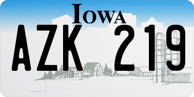 IA license plate AZK219