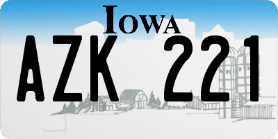 IA license plate AZK221