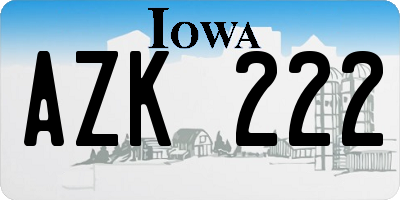 IA license plate AZK222