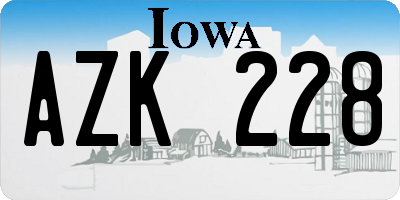 IA license plate AZK228