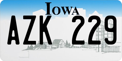 IA license plate AZK229