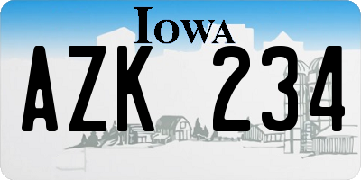 IA license plate AZK234
