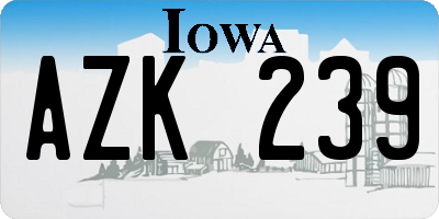 IA license plate AZK239