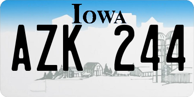 IA license plate AZK244
