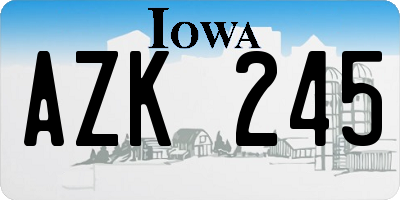 IA license plate AZK245