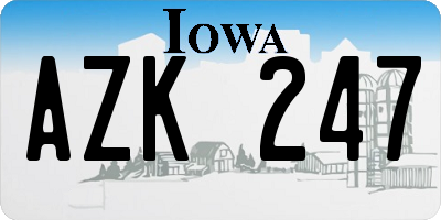 IA license plate AZK247