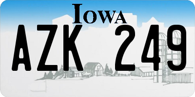 IA license plate AZK249
