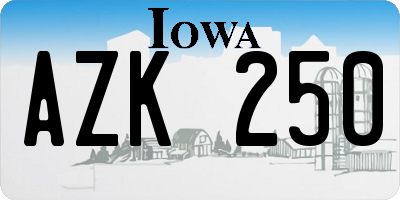 IA license plate AZK250