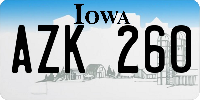 IA license plate AZK260