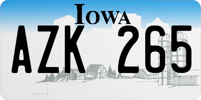 IA license plate AZK265