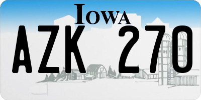IA license plate AZK270