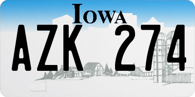 IA license plate AZK274
