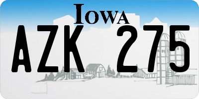 IA license plate AZK275