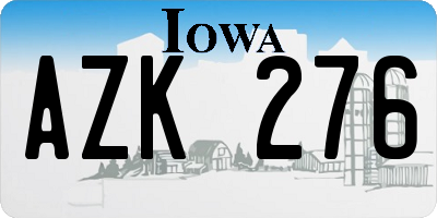 IA license plate AZK276