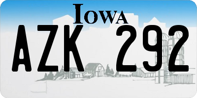IA license plate AZK292