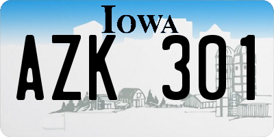 IA license plate AZK301