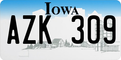 IA license plate AZK309