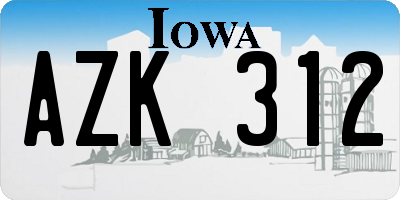 IA license plate AZK312