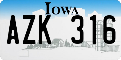 IA license plate AZK316