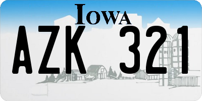 IA license plate AZK321
