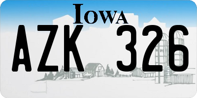 IA license plate AZK326