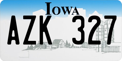 IA license plate AZK327