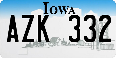 IA license plate AZK332