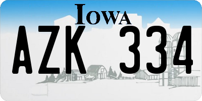 IA license plate AZK334