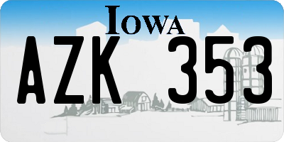 IA license plate AZK353