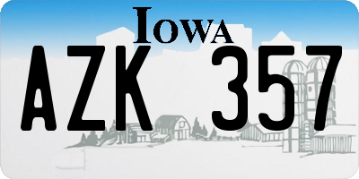 IA license plate AZK357