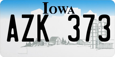 IA license plate AZK373