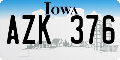 IA license plate AZK376