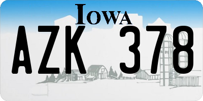 IA license plate AZK378