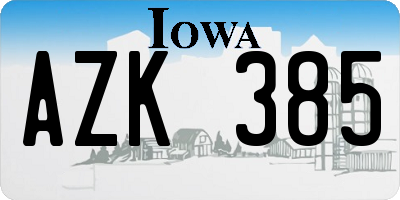 IA license plate AZK385
