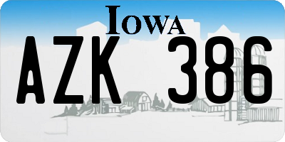 IA license plate AZK386