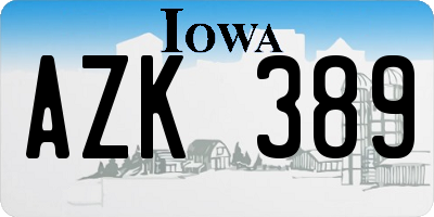 IA license plate AZK389