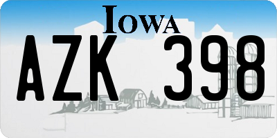 IA license plate AZK398