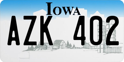 IA license plate AZK402