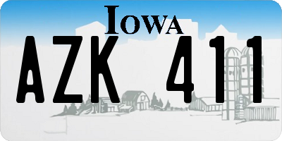 IA license plate AZK411