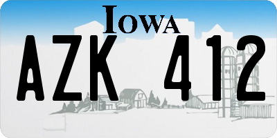 IA license plate AZK412