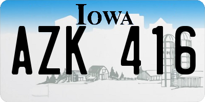 IA license plate AZK416