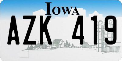 IA license plate AZK419