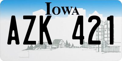 IA license plate AZK421