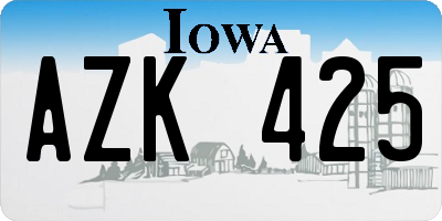 IA license plate AZK425