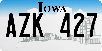 IA license plate AZK427