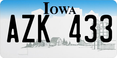 IA license plate AZK433
