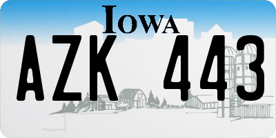 IA license plate AZK443