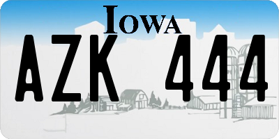 IA license plate AZK444