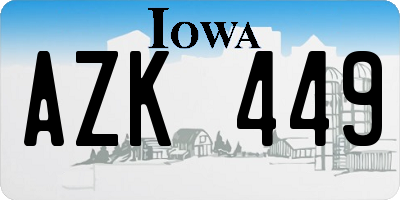 IA license plate AZK449
