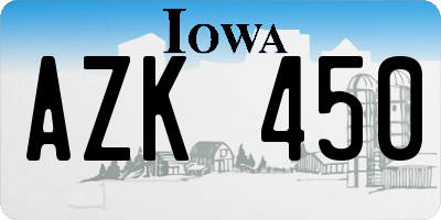 IA license plate AZK450